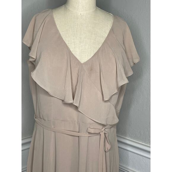 Morilee by Madeline Gardner Latte Taupe Long Gown Chiffon Dress Plus size - Picture 3 of 13